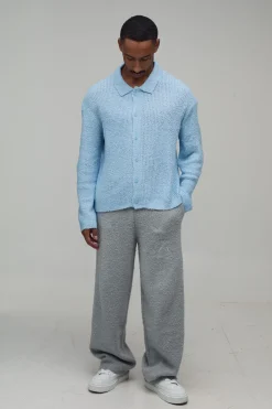 Chemise tricotée brossée à coupe boxy