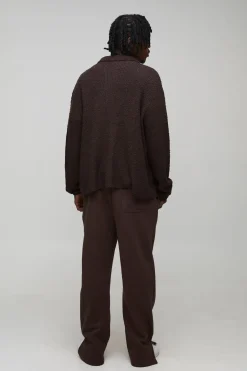 Chemise tricotée brossée longue, basique et de coupe boxy