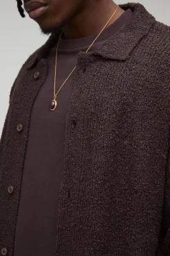 Chemise tricotée brossée longue, basique et de coupe boxy