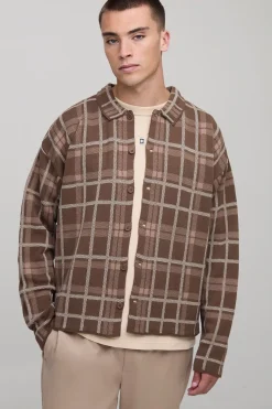 Chemise tricotée à carreaux, style boxy