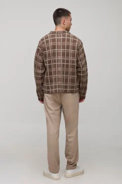 Chemise tricotée à carreaux, style boxy