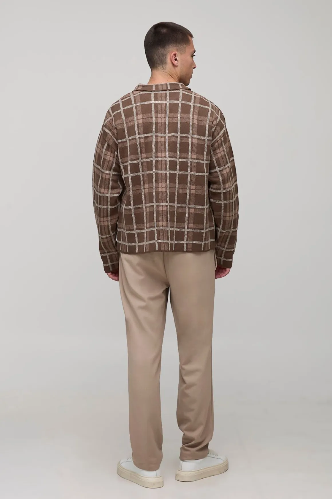 Chemise tricotée à carreaux, style boxy