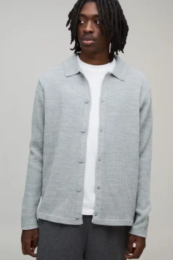 boohooMAN Chemise Tricotée à Col Classique<Homme Chemises|Maille