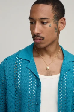 Chemise Tricotée À Coupe Ample Avec Panneaux À Mailles Ajourées