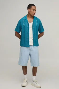 Chemise Tricotée À Coupe Ample Avec Panneaux À Mailles Ajourées