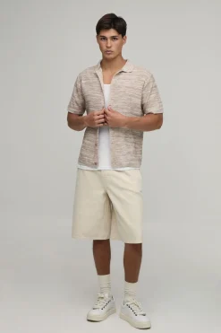 Chemise Tricotée Coupe Regular En Mélange De Coton Chiné