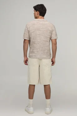 Chemise Tricotée Coupe Regular En Mélange De Coton Chiné