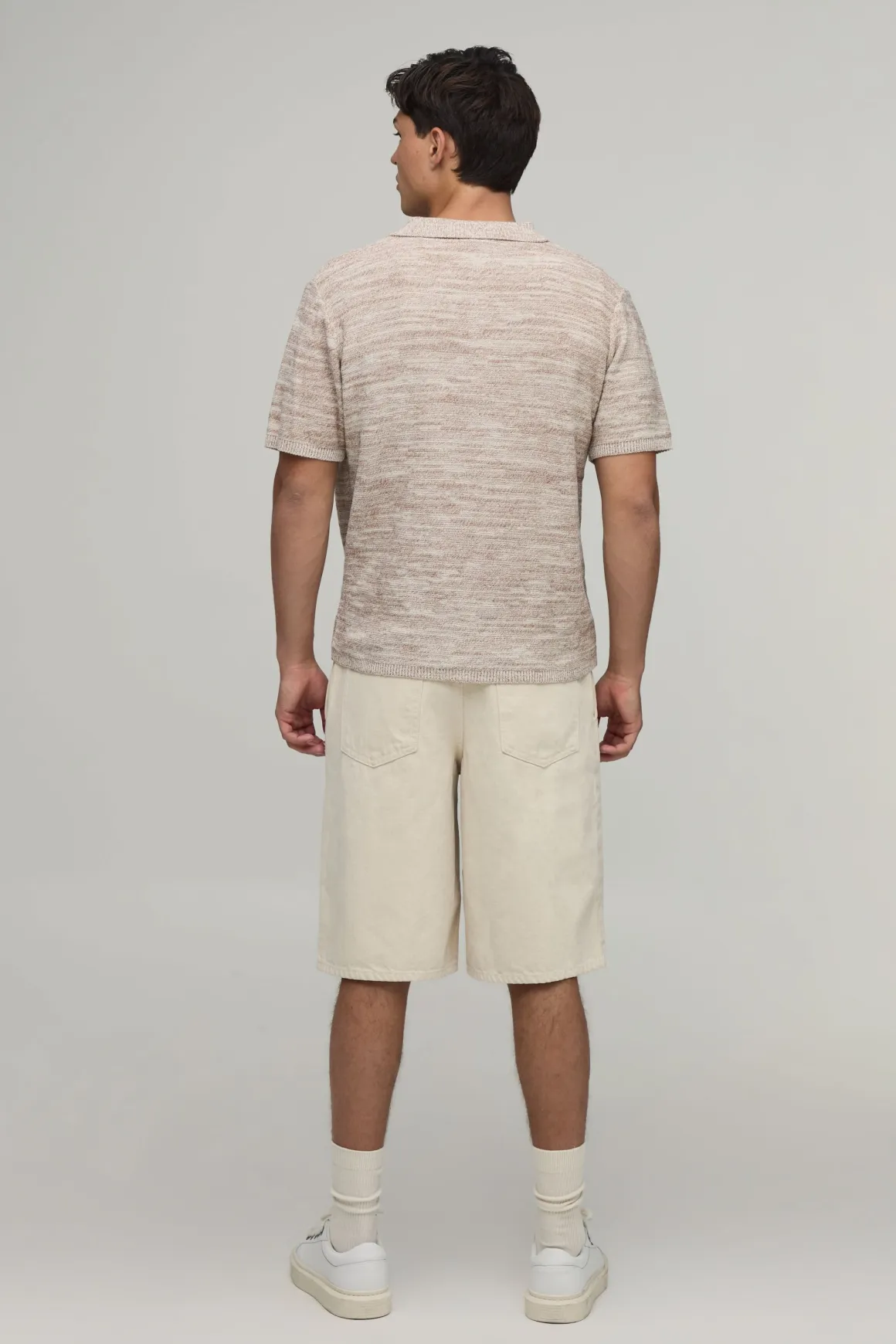 Chemise Tricotée Coupe Regular En Mélange De Coton Chiné