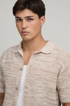 Chemise Tricotée Coupe Regular En Mélange De Coton Chiné