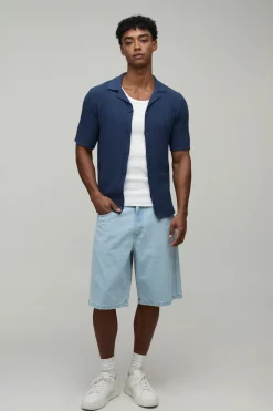 boohooMAN Chemise Tricotée À Coupe Regular Avec Col Revere Texturé<Homme Tout Afficher|Maille