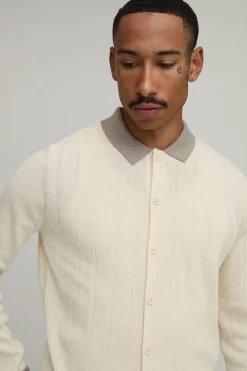 Chemise Tricotée Côtelée Coupe Regular