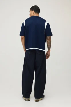 Chemise Tricotée Décontractée Coupe Ample À Panneaux Contrastés