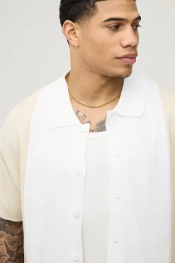 Chemise Tricotée Décontractée Coupe Boxy À Blocs De Couleur
