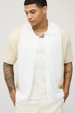 Chemise Tricotée Décontractée Coupe Boxy À Blocs De Couleur