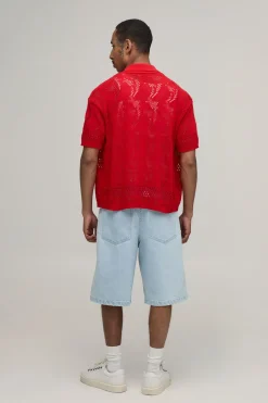 boohooMAN Chemise Tricotée Décontractée À Détail Étoile En Maille Ajourée<Homme Tout Afficher|Maille