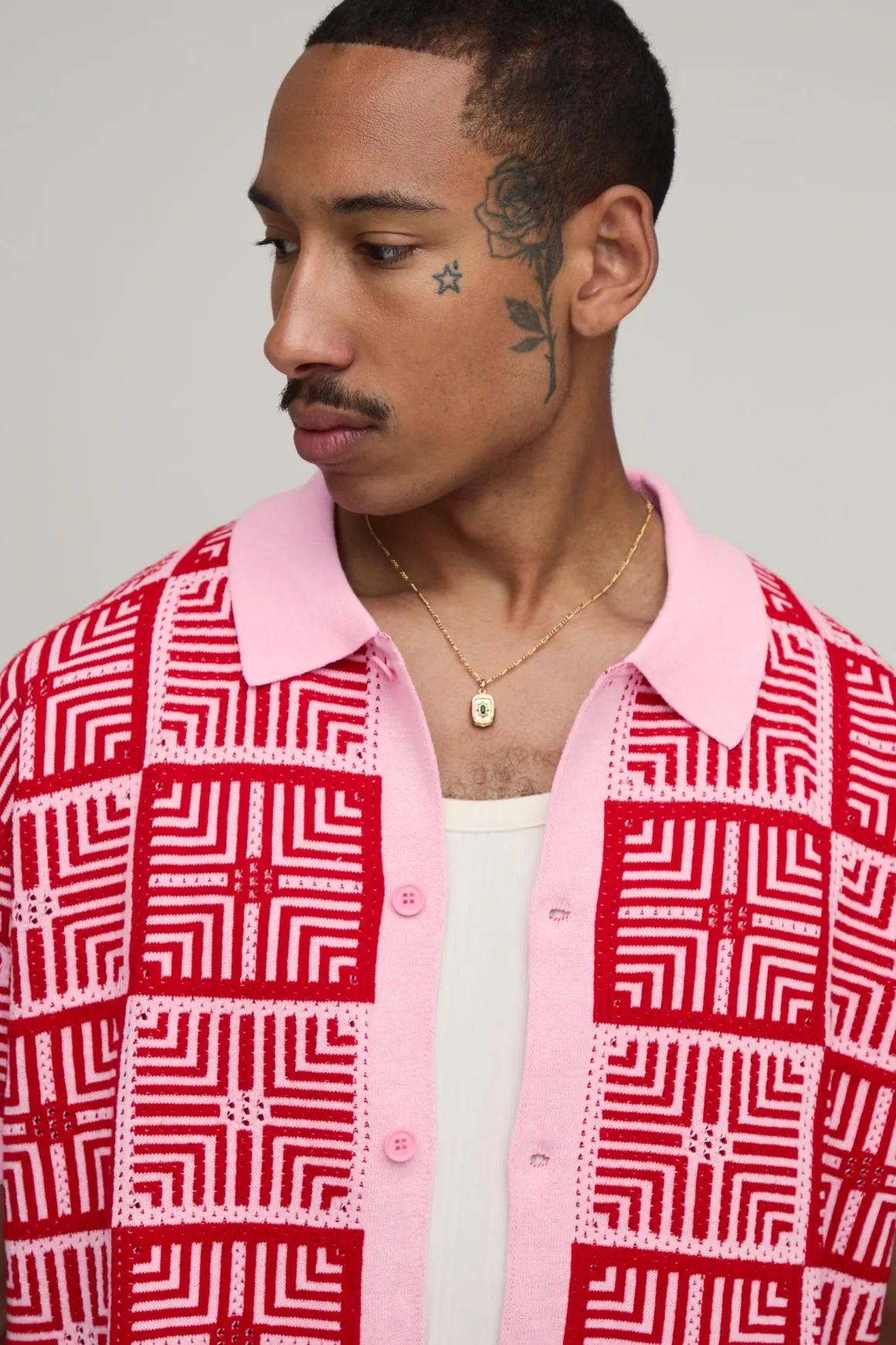 Chemise Tricotée Décontractée À Motif Tapisserie Crochet