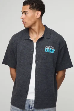 Chemise tricotée en jacquard Boxy Scenic