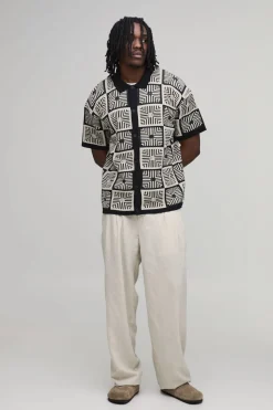 boohooMAN Chemise Tricotée En Tapisserie Au Crochet Décontractée Pour Grand<Homme Tout Afficher|Maille
