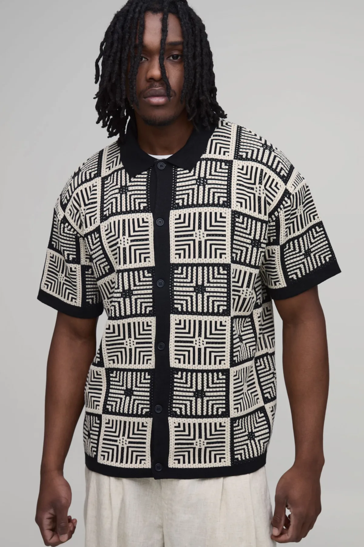 boohooMAN Chemise Tricotée En Tapisserie Au Crochet Décontractée Pour Grand<Homme Tout Afficher|Maille