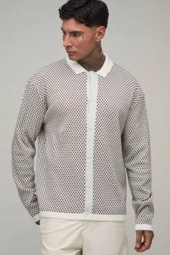 boohooMAN Chemise Tricotée Jacquard Ample Grande Taille<Homme Tout Afficher|Maille