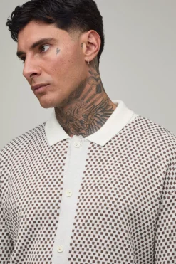 boohooMAN Chemise Tricotée Jacquard Ample Grande Taille<Homme Tout Afficher|Maille