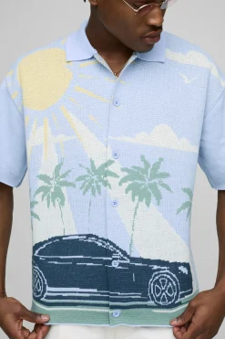 Chemise tricotée à jacquard Boxy Fit Scenic Car