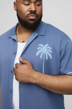 boohooMAN Chemise tricotée jacquard Palm Scenic Plus Relaxed<Homme Tout Afficher|Maille
