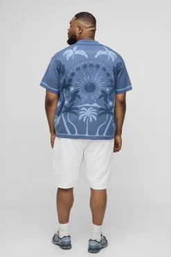 boohooMAN Chemise tricotée jacquard Palm Scenic Plus Relaxed<Homme Tout Afficher|Maille