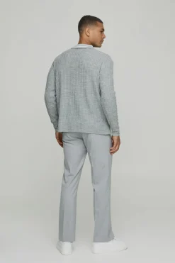 Chemise tricotée légère à fermeture éclair, coupe régulière et brodée