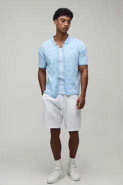 boohooMAN Chemise Tricotée À Maille Ajourée En Mélange De Coton Coupe Décontractée<Homme Chemises|Maille