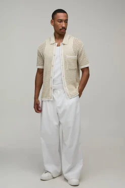Chemise Tricotée À Maille Ajourée Coupe Regular