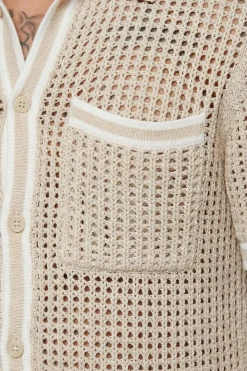 Chemise Tricotée À Maille Ajourée Coupe Regular