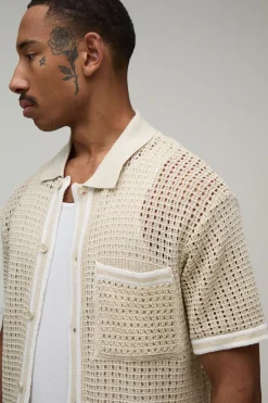 Chemise Tricotée À Maille Ajourée Coupe Regular
