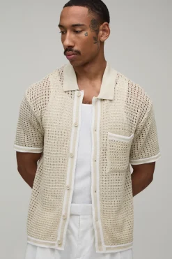 Chemise Tricotée À Maille Ajourée Coupe Regular