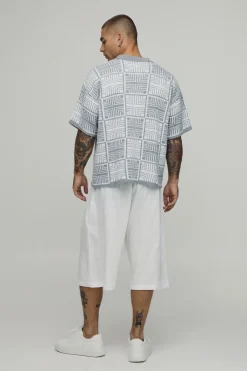 Chemise Tricotée À Manches Courtes Coupe Carrée Avec Empiècements