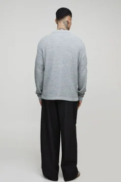 Chemise tricotée à manches longues en côtes régulières (coupe grande taille)