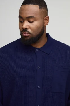 boohooMAN Chemise tricotée à manches longues Plus Rib<Homme Tout Afficher|Maille