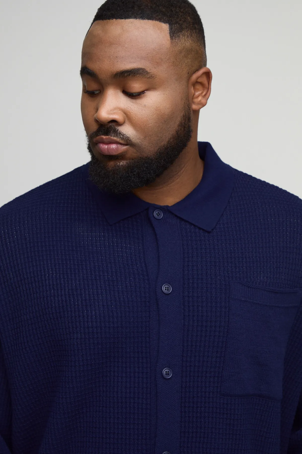 boohooMAN Chemise tricotée à manches longues Plus Rib<Homme Tout Afficher|Maille
