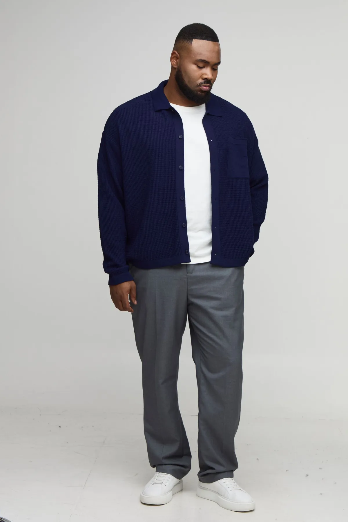 boohooMAN Chemise tricotée à manches longues Plus Rib<Homme Tout Afficher|Maille
