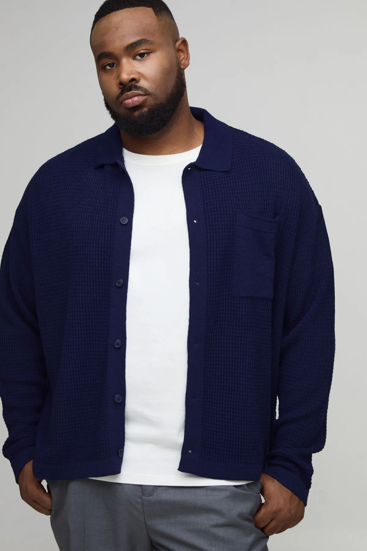 boohooMAN Chemise tricotée à manches longues Plus Rib<Homme Tout Afficher|Maille