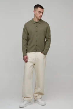 boohooMAN Chemise Tricotée à Manches Longues Coupe Ample Toucher Doux<Homme Chemises|Maille