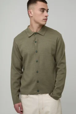 boohooMAN Chemise Tricotée à Manches Longues Coupe Ample Toucher Doux<Homme Chemises|Maille