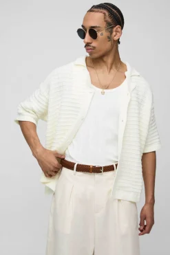 boohooMAN Chemise tricotée oversized, boxy et chunky<Homme Chemises|Maille