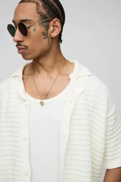 boohooMAN Chemise tricotée oversized, boxy et chunky<Homme Chemises|Maille