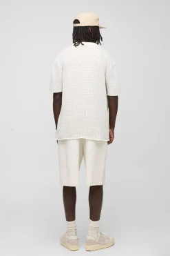 Chemise tricotée pied-de-poule, coupe régulière
