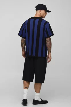 Chemise Tricotée Rayée Coupe Ample