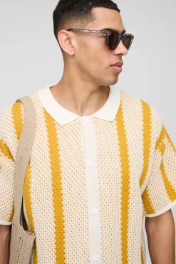 Chemise tricotée rayée à coupe régulière
