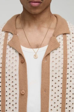 Chemise tricotée à rayures, coupe boxy, maille ouverte