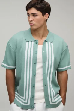 Chemise Tricotée À Rayures Décontractée