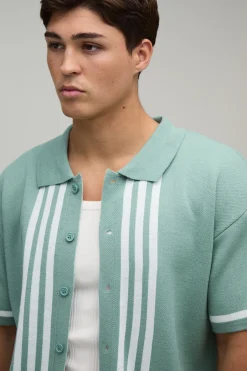 Chemise Tricotée À Rayures Décontractée